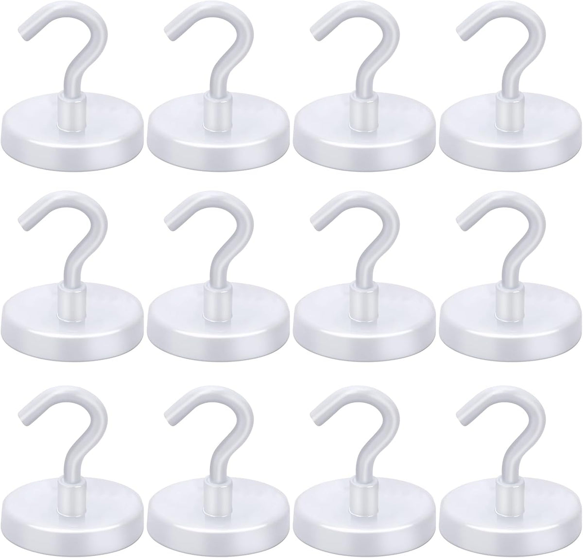LOVIMAG Magnetic Hooks for Cruise Cabins, Cruise Essentials Must Haves, Cruise Magnets, Magnetic Key Holder, Strong Magnetic Hooks for Hanging, Fridge, Grill -12 Pack, 110lbs, White