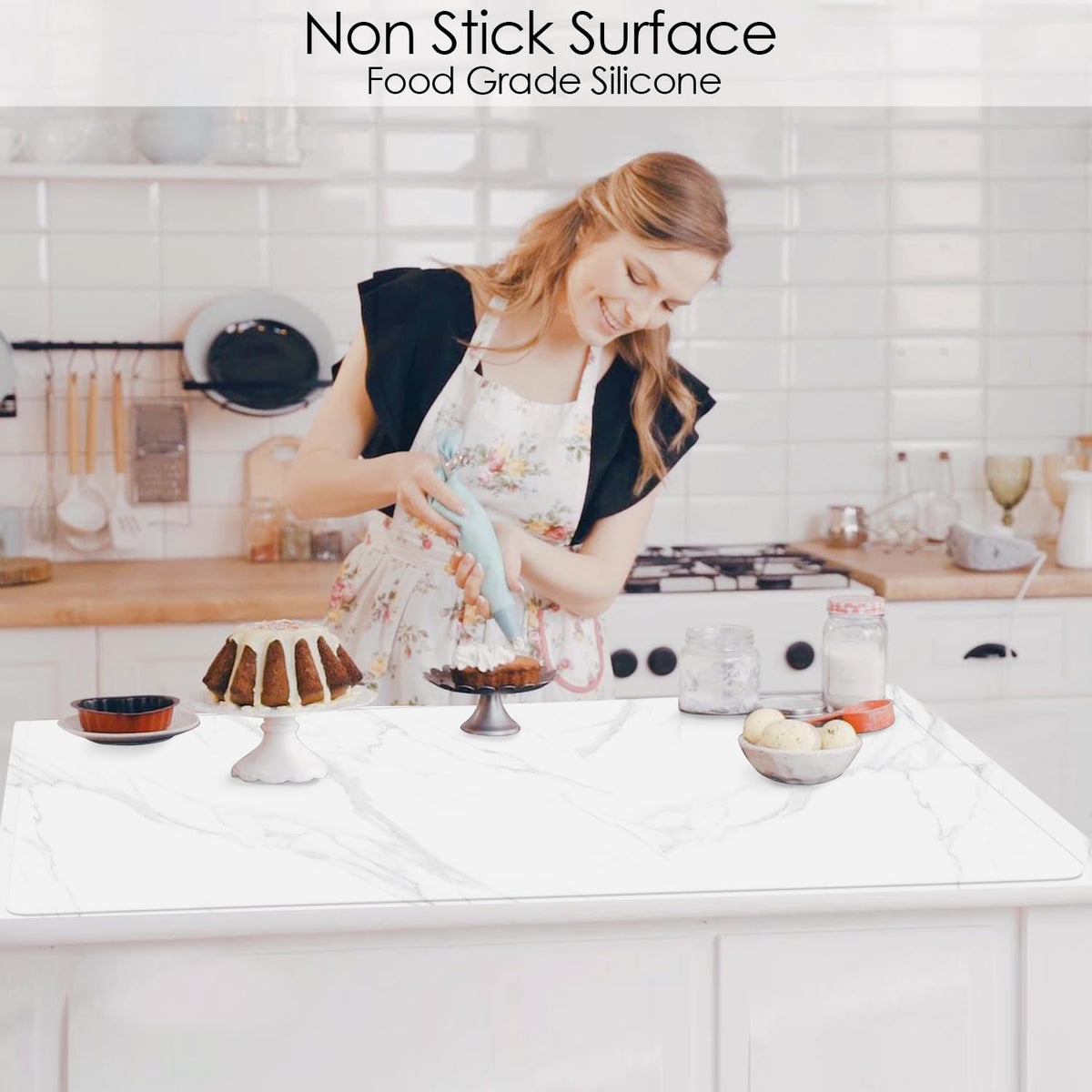 Oversize Silicone Placemat, 31.5 * 23.6" Food-Grade Flexible Silicone Table Mat for Baking Pastry Non-Stick, Kids Nonslip Dinner Placemat Heat Resistant Waterproof Countertop Protector, Translucent