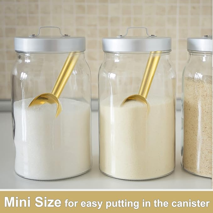 P&P CHEF Canister Scoop Set of 3, Ice Candy Scoop, Stainless Steel Multipurpose Food Scooper for Buffet Jar Freezer, Mirror Finish & Dishwasher Safe, Gold, 3+3+3 Oz