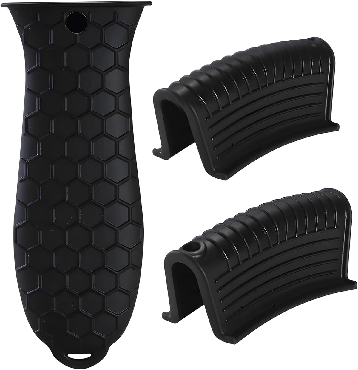Cast Iron Skillet Handle Covers - 3 Pack Non-Slip Pot Handle Covers Potholder, Heat Resistant Silicone Pan Handle Sleeve for Cast Iron Skillet Metal Pan (Black)