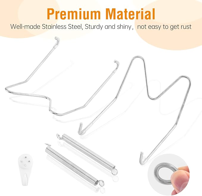 Bilillo 20 pcs Plate Hangers for The Wall, 4/6/8/10 Inch Invisible Decorative Wall Plates Hangers, Stainless Steel Plate Wall Holders for Display Various Sizes with Hooks for Decorative Silver