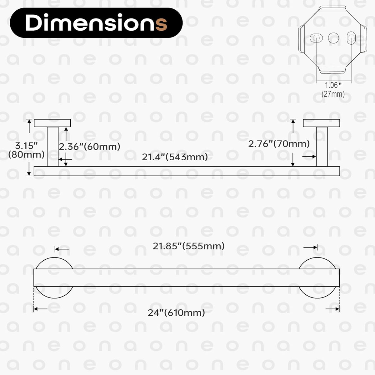 24 Inch Bathroom Towel Racks Bath Towel Bars Kitchen Towel Holder Towel Rails Wall Mounted SUS304 Stainless Steel Oil Rubbed Bronze AN4001ORB-L24