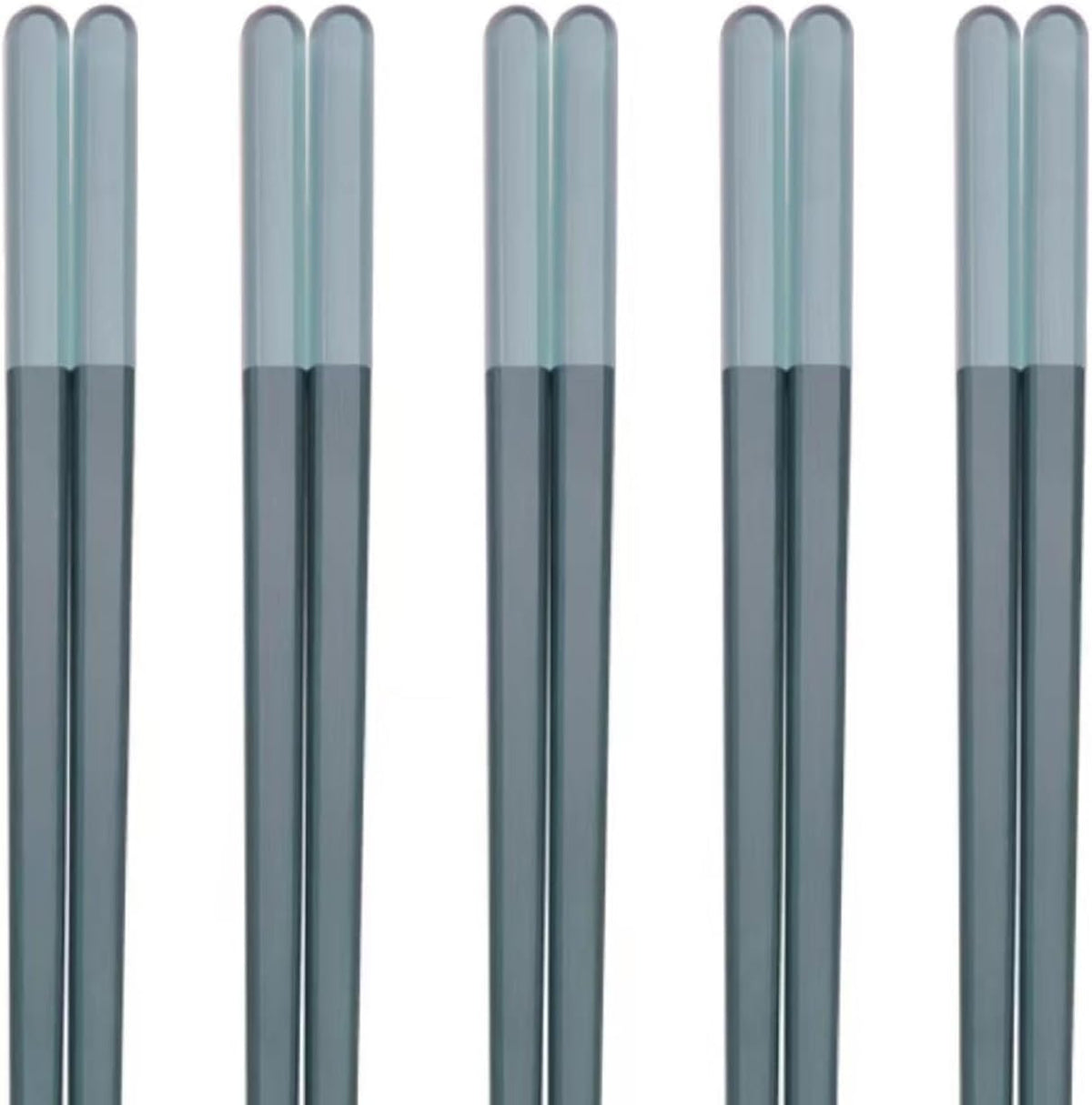 Random Mood Modern Design Chopsticks - Reusable, Dishwasher Safe, Non-Slip Fiberglass, Ice Fog Blue Color, 5 Pairs, 9.5in/24cm, Great for Chinese, Japanese, Korean Cuisine