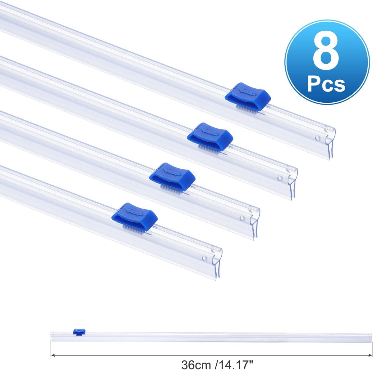 PATIKIL 8pcs Plastic Wrap Cutter, 14in Plastic Wrap Slide Cutter Snap Card Slot Installation Replacement for Aluminum Foil Wax Paper Parchment Paper Wrap Dispenser, Blue