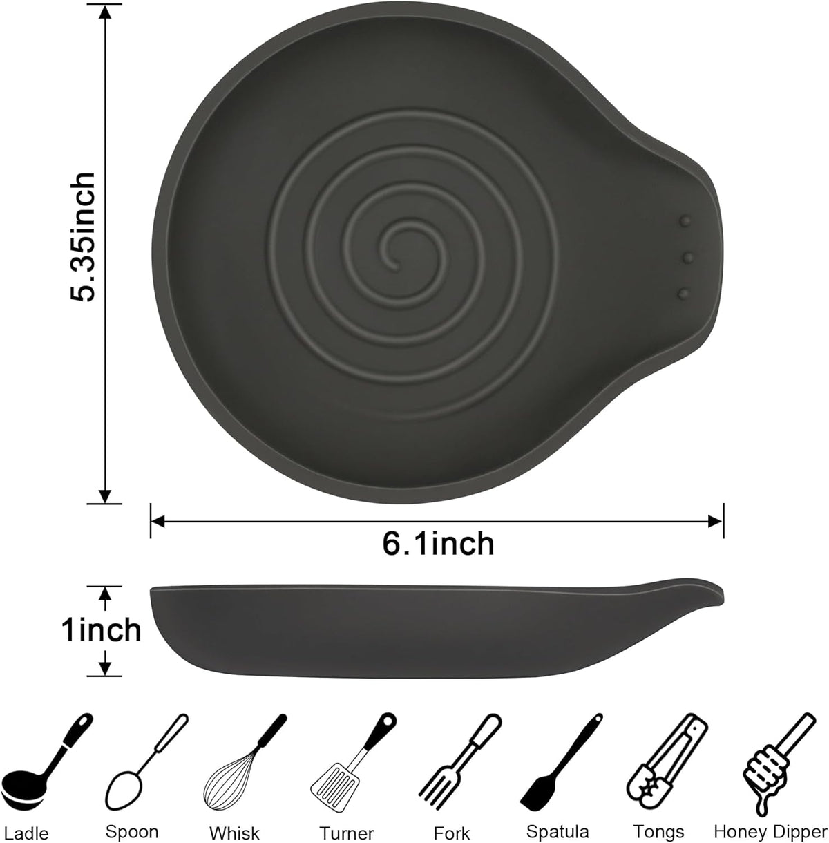 Silicone Spoon Rest for Stove Top - BPA-Free, Heat-Resistant Spoon Holder - Spoon Rest for Kitchen Counter - Large Cooking Utensil Rest for Spoons, Spatulas, Ladles or Tongs - Black 2 Pack