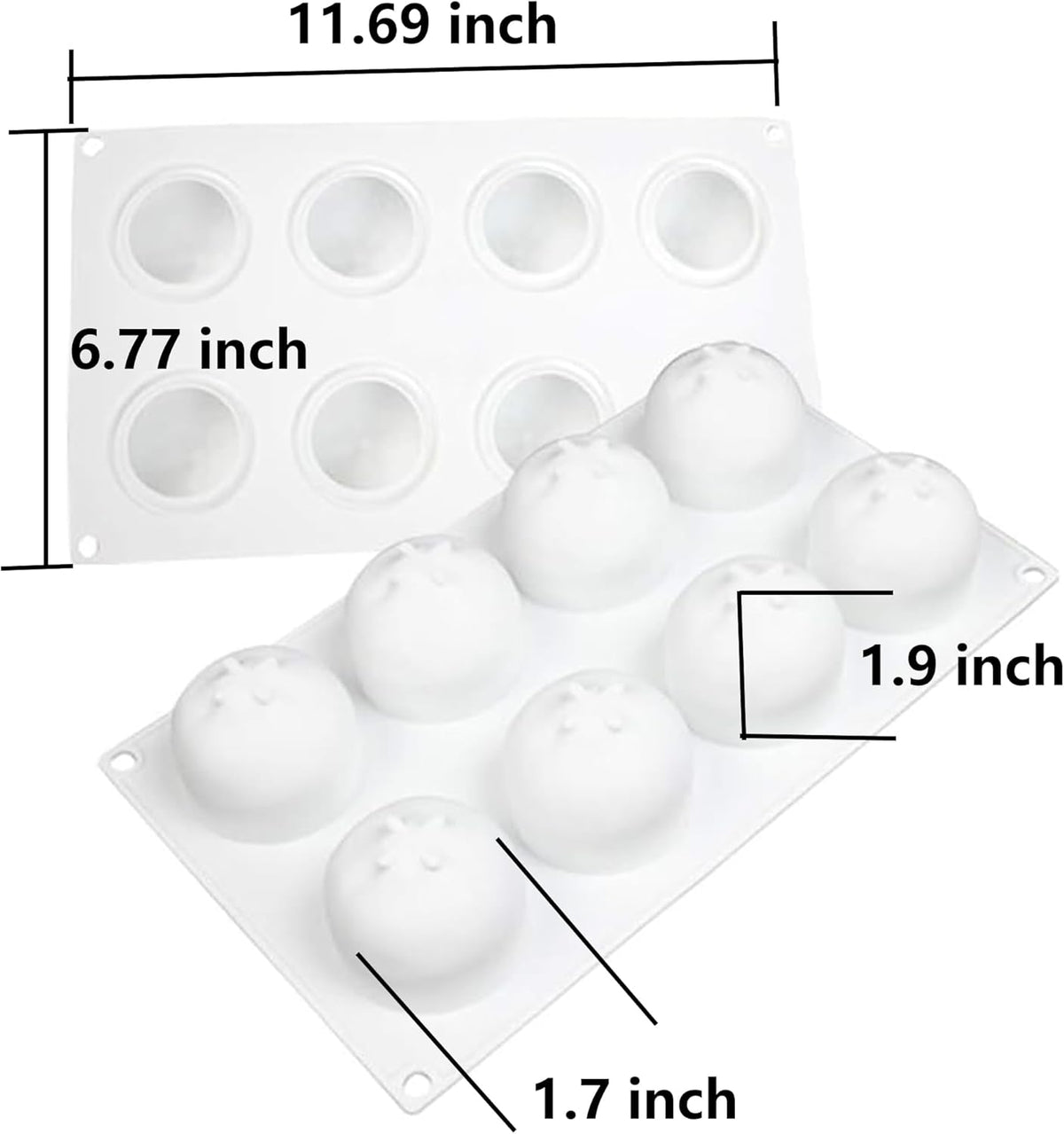 OCPO KITCHEN Orange Silicone Mold for Baking Mousse Cake, Chocolate, Fruit Dessert, Pudding, Jelly, Ice Cream Mould, Cake Decoration Mold, Non-Stick and Easy Release, 3D Orange Shape (8-Cavity)