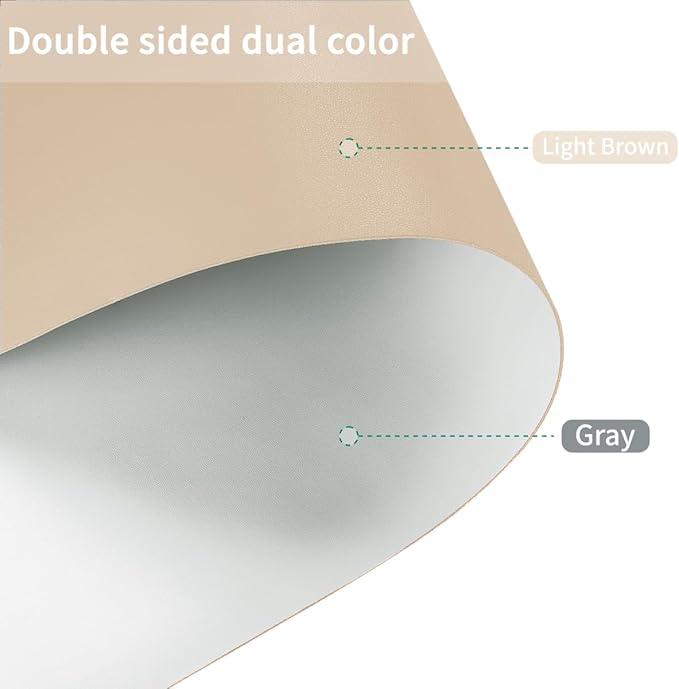 Leather Dresser Cover,1.8mm Thick,14x84 Inch,Dresser Protector Top,Dresser Top Protector,Dresser Cover Top,Dresser Top Cover,Dresser Cover Top for Bedroom.(Light Brown+Gray,14x84)
