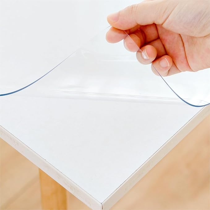 54 x 120 Inch Clear Table Cover Protector, Clear Table Protector for Dining Room Table, 1.5mm Plastic Table Cover, Waterproof Table Pad for Kitchen, Office