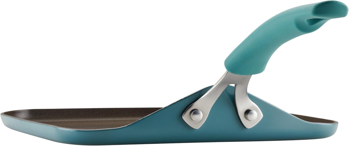 Rachael Ray Cook + Create Nonstick Stovetop Griddle/Grill Pan, Square, 11 Inch, Agave Blue