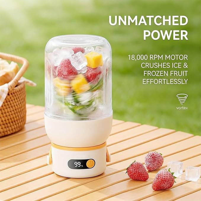 Portable Electric Juicer Cup with Zero Cord Hassle, USB-C Rechargeable Electric Blender with 18000 RPM Motor, Portable Wireless Juicer Cup for Home, Gym, Office and Outdoor (1000ml 2pcs)