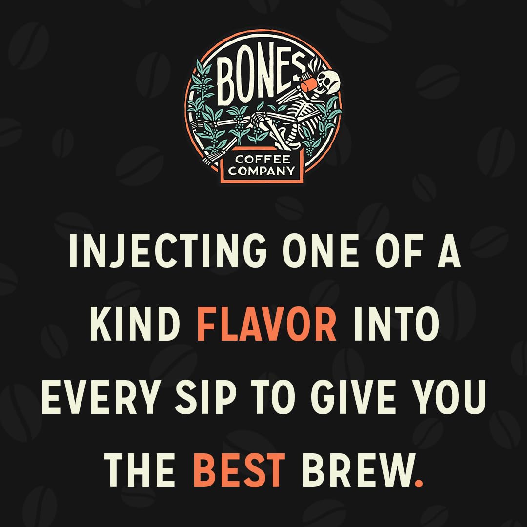 Bones Coffee Company Berry Chocolate Stardust, Berries and White Chocolate Flavored Coffee, Medium Roast Low Acid Arabica Beans For Auto drip and French Press Coffee Maker, 12 Oz Whole Bean