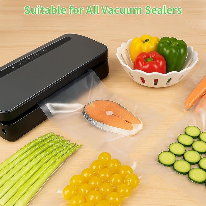 MakMeFre 8 Pack 8"x20'(4Rolls) and 11"x20' (4Rolls) Vacuum Sealer Bags Rolls with BPA Free,Heavy Duty Vacuum Sealer Storage Bags Rolls,Cut to Size Roll,Great for Sous Vide Cooking
