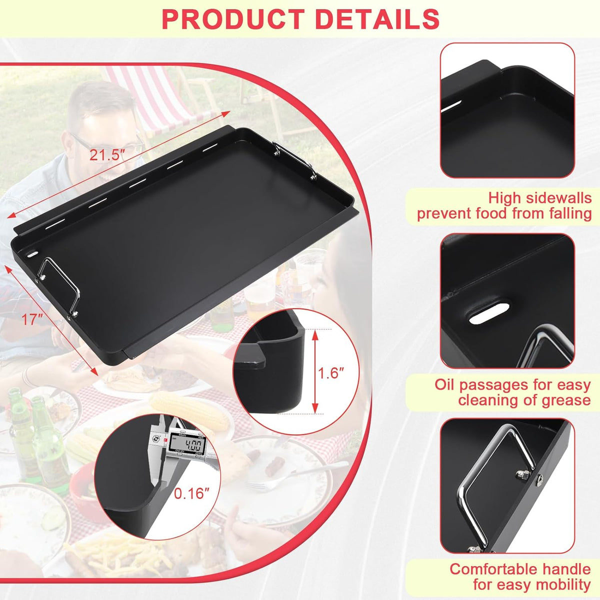 DcYourHome Full Size Griddle Insert for Charbroil Commercial TUR-Infrared Gas Grills 463242515 463242516 463367016 463246018, Carbon Steel Flat Top Griddle Plate for Charbroil 3-Burner Grill Parts