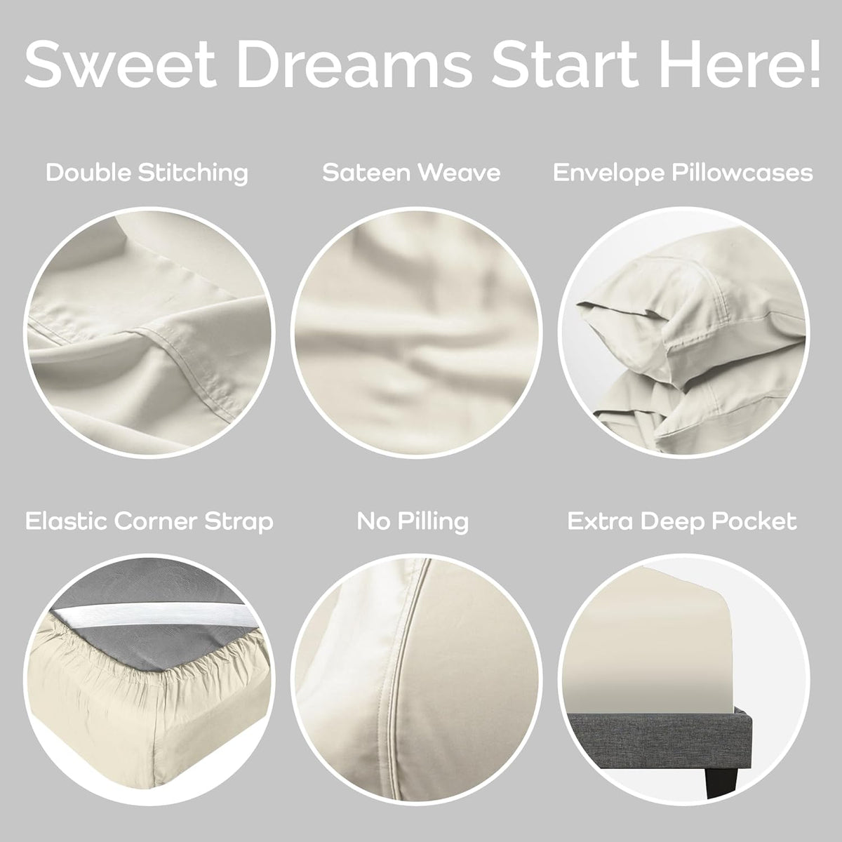 100% Viscose from Bamboo Sheets King Size, Super Soft King Bed Set, 4PC Cooling Sheets for Hot Sleepers, Organically Grown Bedding Sheet, King Size Sheet Set - Ivory - 76" x 80"