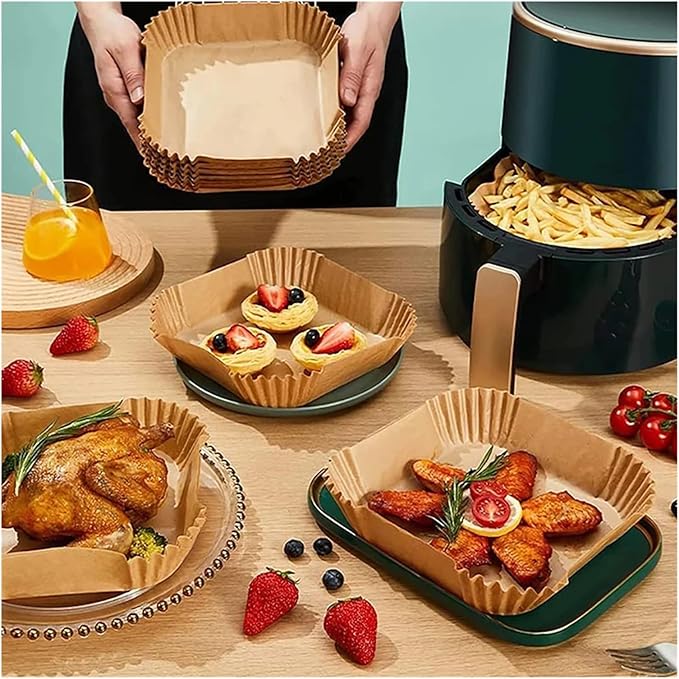 Large Air Fryer Disposable Paper Liners Nonstick 23cm Oven Airfryer Parchment Baking Paper ，Compatible For Ninja，Compatible For COSORI ，Grill Cooking Basket(20cm round,250 Pcs)