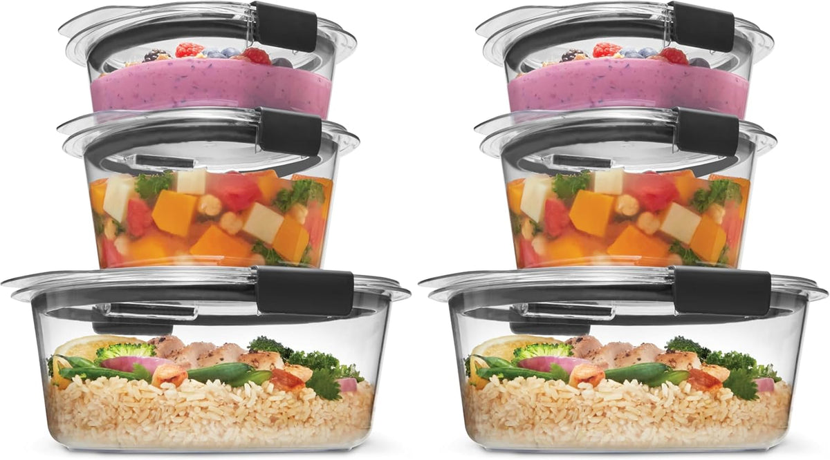 Rubbermaid Brilliance® Round Leak Proof Food Storage Containers, 6 Piece Set (Pack of 2)