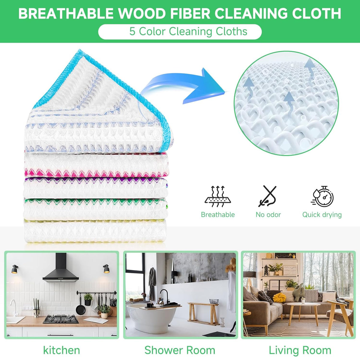 Wood Fiber Cleaning Cloth-15pcs, Super Absorbent Cleaning Cloth, No Oil Stains, Household No Stripe Cleaning Cloth for Car Kitchen Household, Multifunctional Cleaning Towel, Size:11.5x11.5in