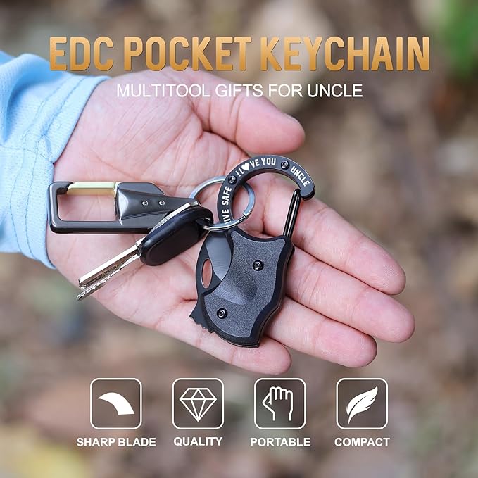 Uncle Gifts for Christmas, EDC Box Cutter, Christmas Birthday Gifts Ideas for Uncle, EDC Gadget Gift for Camping Hiking Fishing, Gift from Niece Nephew