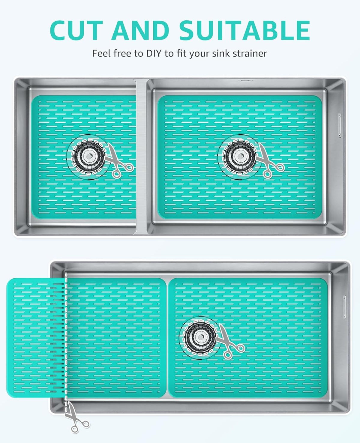 Bligli Mesh Sink Mat, 15.7 x 11.8inch Sink Prtector Mats for Kitchen Sinks, PVC Eco-Friendly Sink Protectors for Bottom of Sink, Fast Draining, Easy Cleaning, Clear Green