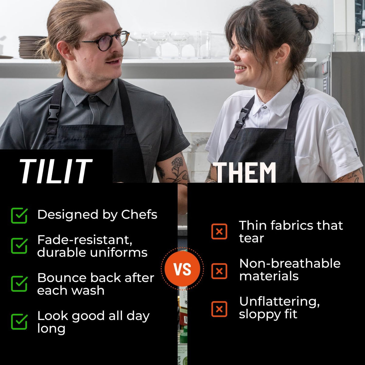 TILIT Supply Apron, One Size Fits All | Premium Chef Apron with Pockets, Unisex Apron for Men and Women | Quality Design