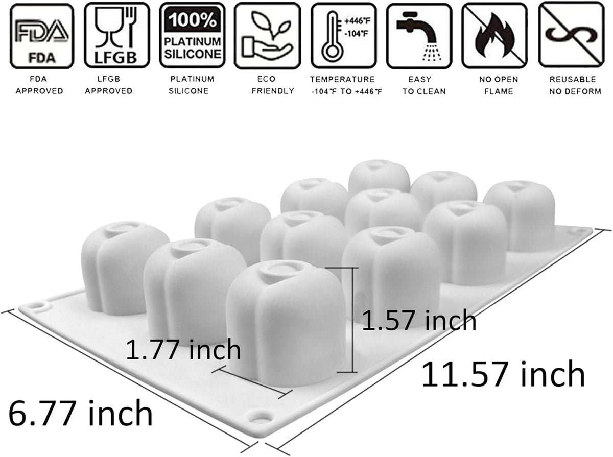 OCPO KITCHEN Cherry Silicone Molds for Baking Mousse Cake, 3D Silicone Baking Mold for Candy Pastry Chocolate Truffle Cupcake Jelly Cookie Pudding Cake Decoration Mold, Cherry Shape (12-Cavity)