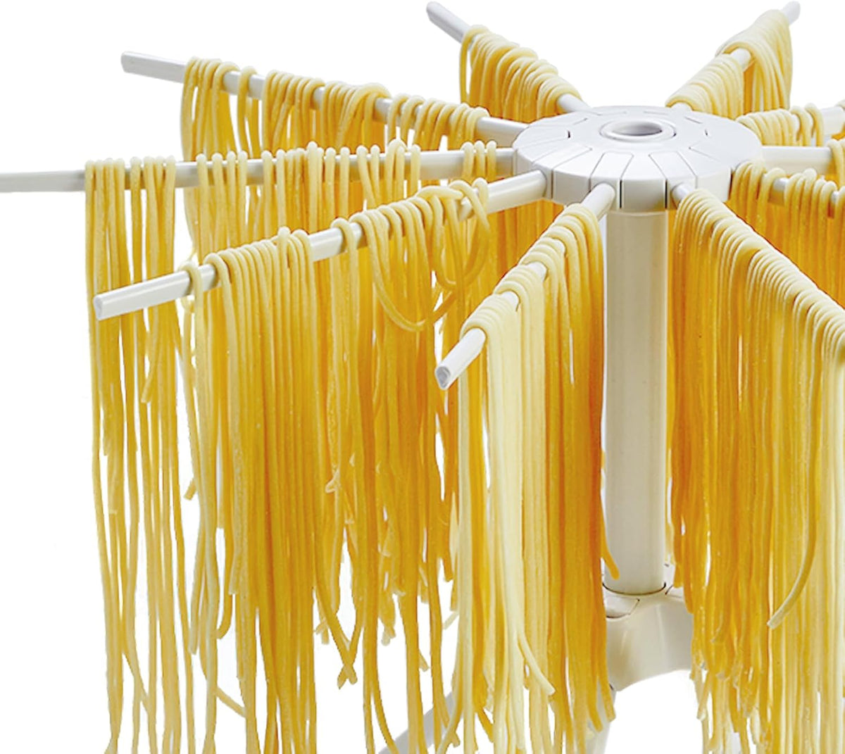 2 Pack Foldable Pasta Drying Rack, Homemade Fresh Spaghetti Stand Collapsible Dryer Noodle Hanger for Kitchen with 10 Arms, White