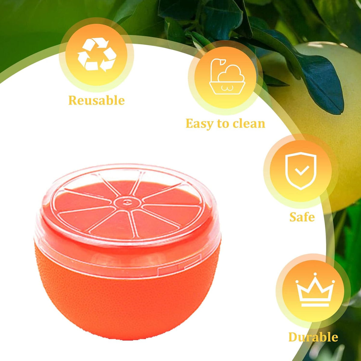 Orange Storage Containers, Reusable Grapefruit Keeper for Refrigerator, Individual Orange Saver Holder Organizer for Fridge to Keep Orange Fresh