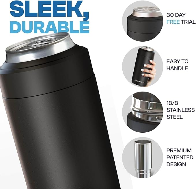 Frost Buddy Universal Can Cooler - Fits all - Stainless Steel Can Cooler for 12 oz & 16 oz Regular or Slim Cans & Bottles - Stainless Steel (Tactical Green)