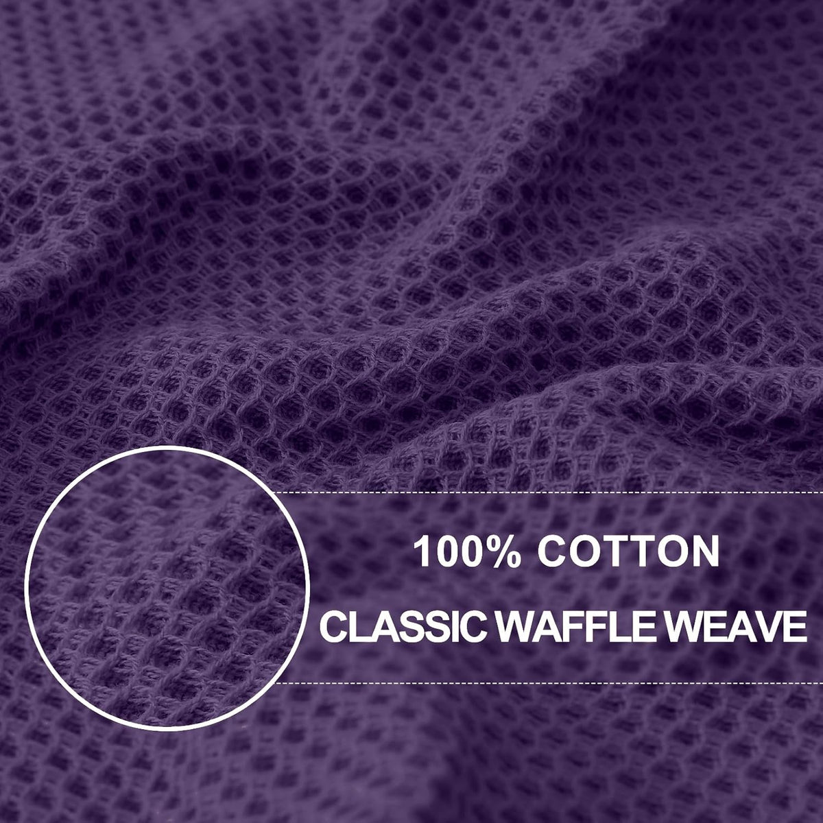 Homaxy 100% Cotton Waffle Weave Kitchen Dish Towels, Ultra Soft Absorbent Quick Drying Cleaning Towel, 13 x 28 Inches, 6-Pack, Eggplant