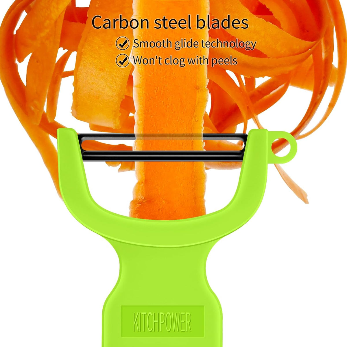 Original Vegetable Peeler, Potato Peelers for kitchen Carbon Steel Blade 3-Pack Green/Orange/Black