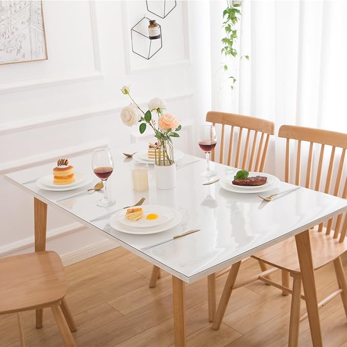 54 x 96 Inch Clear Table Cover Protector, Clear Table Protector for Dining Room Table, 1.5mm Plastic Table Cover, Waterproof Table Pad for Kitchen, Office