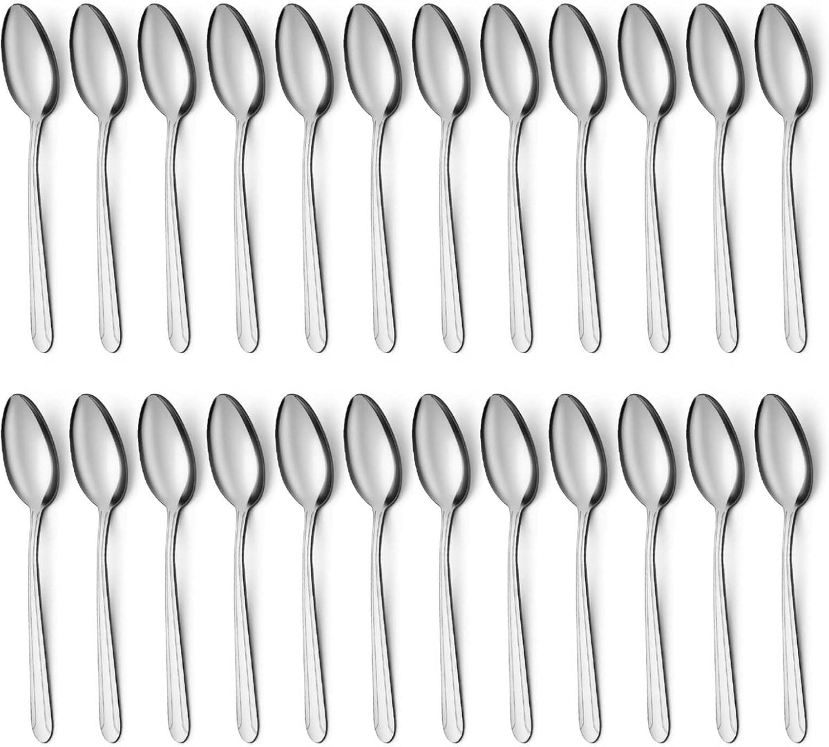 BEWOS 24 Pieces Tea Spoons Set, 6.2 Inches Stainless Steel Teaspoons Silverware, Coffee Spoons, Small Mirror Polished, Dishwasher Safe, Silver For Home, Restaurant
