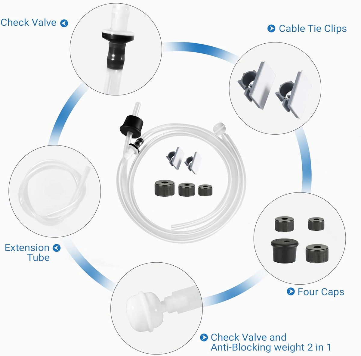 Yofidra Sink Soap Dispenser Extension Kit: Under Sink Dish Soap Dispenser with 47" Tube Hose and Check Valve for Prevent Backflow Countertop Kitchen Sink Accessories