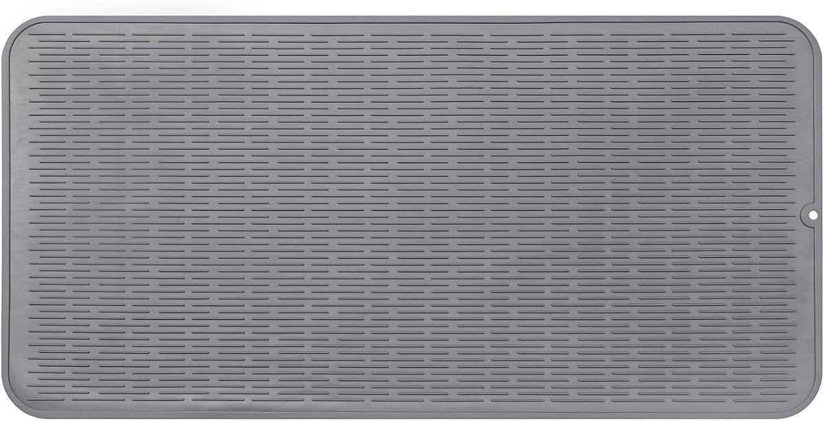 Silicone Dish Drying Mat for Multiple Usage,Easy clean,Eco-friendly,Heat-resistant Silicone Mat for Kitchen Counter or Sink,Refrigerator or Drawer Liner Grey 5XL 36inches x 18inches
