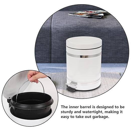 VICASKY Step-on Trash Can with Lid 5.5 Gallon Round Household Waste Basket Industrial Style Iron Pedal Rubbish Container for Kitchen Bathroom Office Use