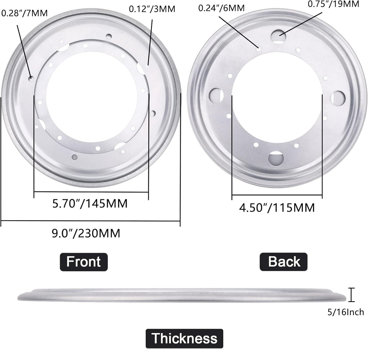 3Pack 9" Round Lazy Susan Hardware 5/16" Thick Lazy Susan Turntable Bearing Plate 750lbs Load Capacity Swivel Plate Base, Lazy Susan Turntable Base for Rotating Table, Serving Tray, Kitchen, Silver
