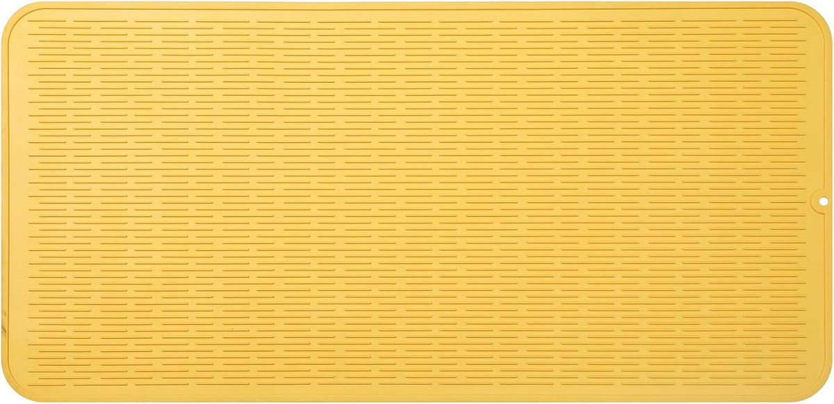 Silicone Dish Drying Mat for Multiple Usage,Easy clean,Eco-friendly,Heat-resistant Silicone Mat for Kitchen Counter or Sink,Refrigerator or Drawer Liner Yellow 5XL 36inches x 18inches
