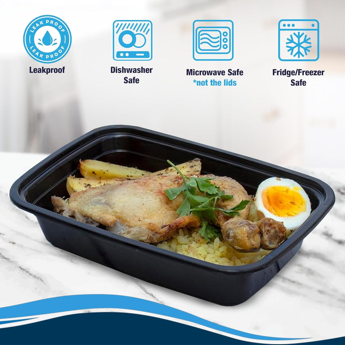 Ruthy's Outlet Meal Prep Containers W/Lids -Square Food Storage – BPA-Free| Stackable | Microwave | Freezer & Dishwasher Safe | Reusable Lunch Bento Box Portion Control & Planning (15 Pack, 24 oz)