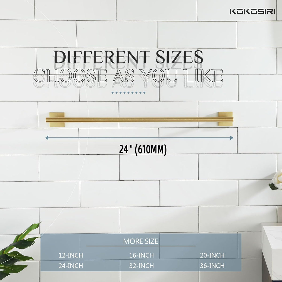 KOKOSIRI Bathroom Towel Bar Bath Towel Holders for Toilet Kitchen Cabinet Wall Mount 24 Inch Brushed Gold Stainless Steel B4005BG-L24