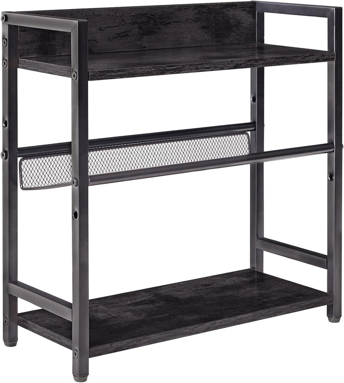 IBUYKE 3-Tier Spice Rack Industrial Counter Shelf Desktop Storage Organizer Standing Seasoning Rack for Countertop Kitchen Office Living Room Desktop Black UTLJ021B
