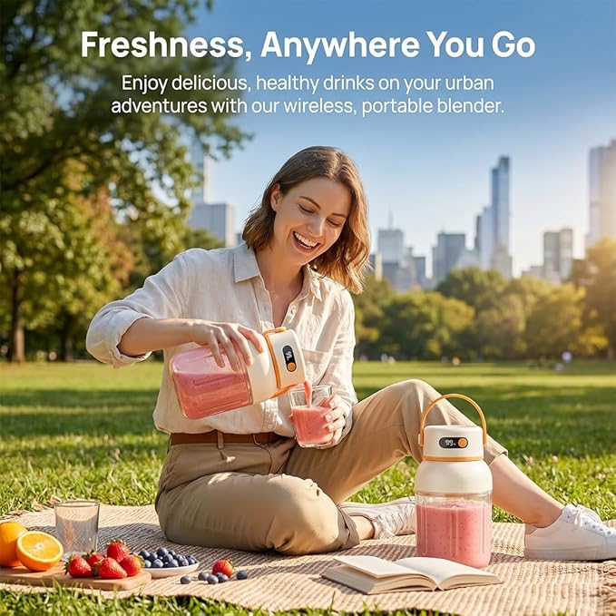 Portable Electric Juicer Cup with Zero Cord Hassle, Personal Size Juicer Cup, USB-C Rechargeable Electric Blender,18000RPM Motor, Leakproof Travel Juicer for Gym, Office, Outdoors (1000ml)