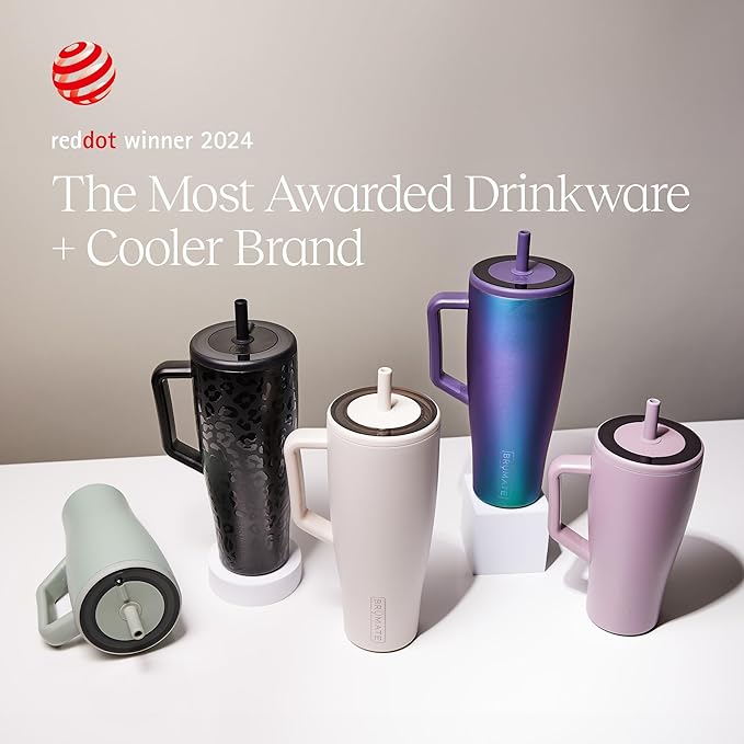 BrüMate Era 40 oz Tumbler with Handle and Straw | 100% Leakproof Insulated Water Bottle Tumbler with Lid and Flexible SoftSip Straw | Made of Stainless Steel | Cup Holder Friendly | 40oz (Guava)