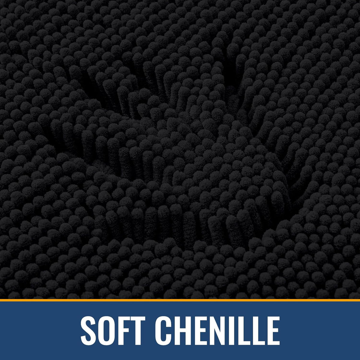 Arotive Bathroom Rugs 70x24, Extra Soft Absorbent Shaggy Chenille Bath Rugs, Machine Washable Rubber Backing Non-Slip Bath Mats for Bathroom Floor Tub and Shower, Home Decor Accessories, Black