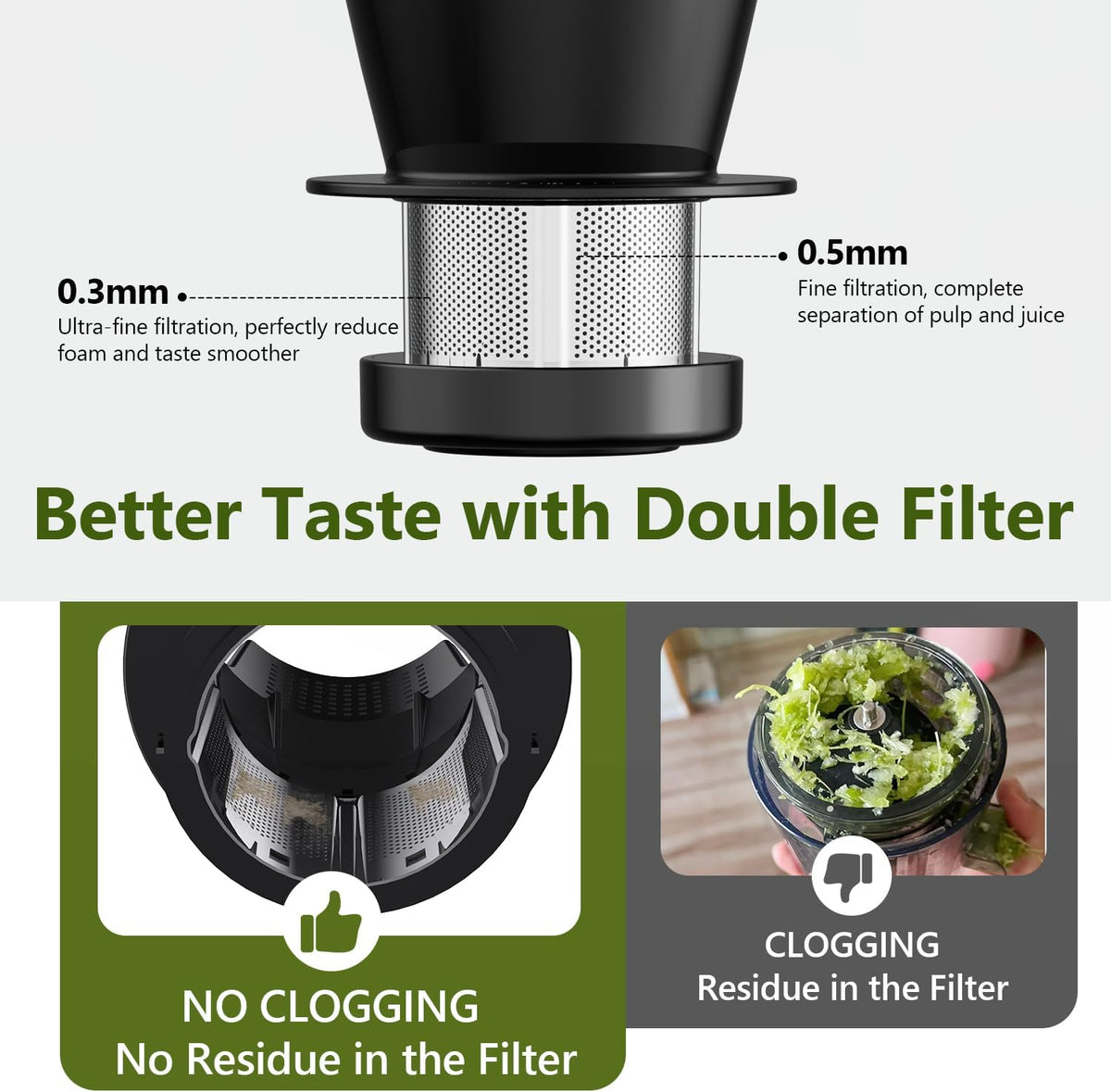 Slow Juicer Carrot Ginger, 250W Cold Press Juicer Machine BAP Free, Easy To Clean High Yield Juicer Extractor with Grinding Function, Dishwasher Safe Masticating Juicer for Hard Vegetable and Fruit