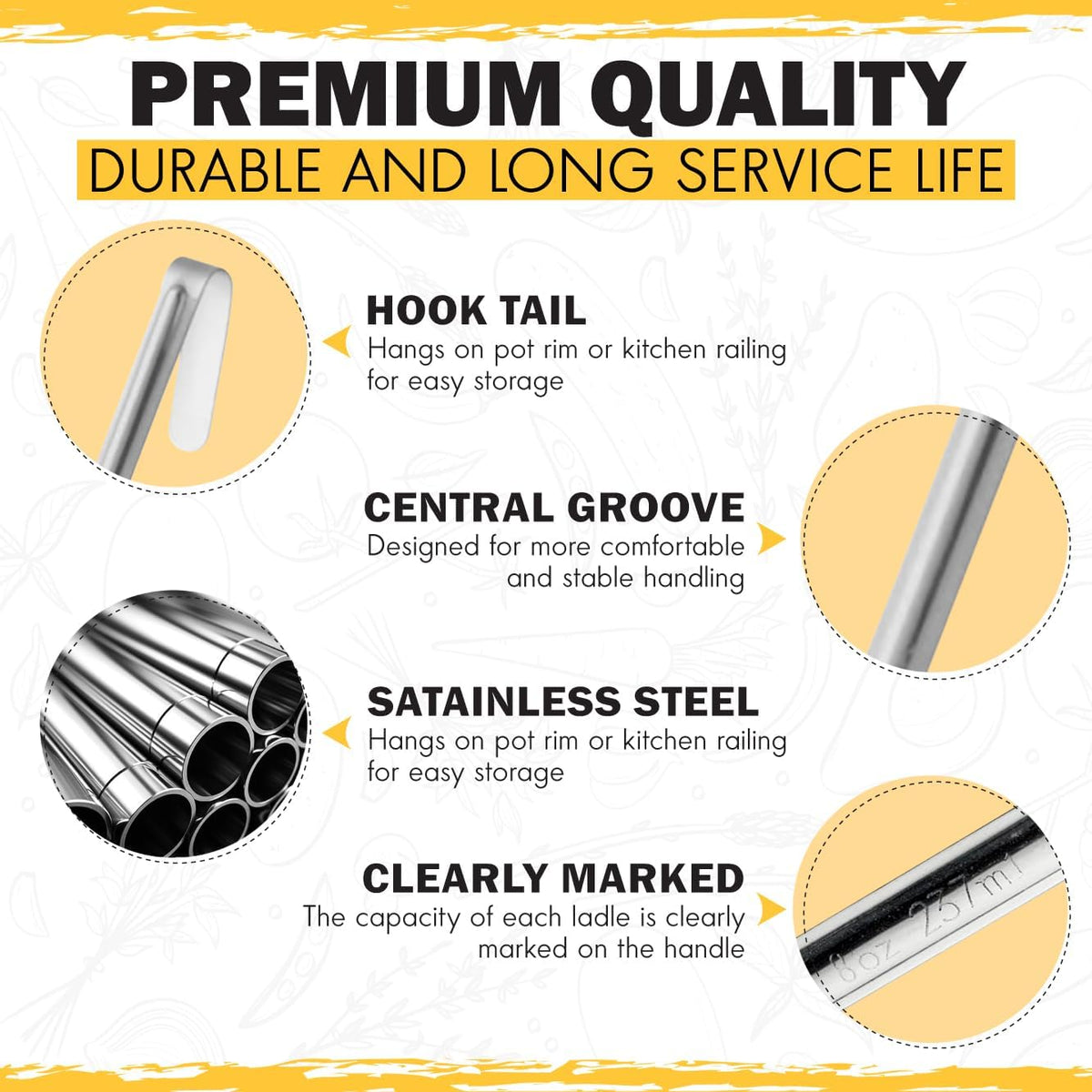 Ladle - Durable Stainless Steel Ladle Serving Measuring Soup Dressing Sauce Gravy Sturdy Dependable Long Handle for Kitchen (1, 10 Oz.)