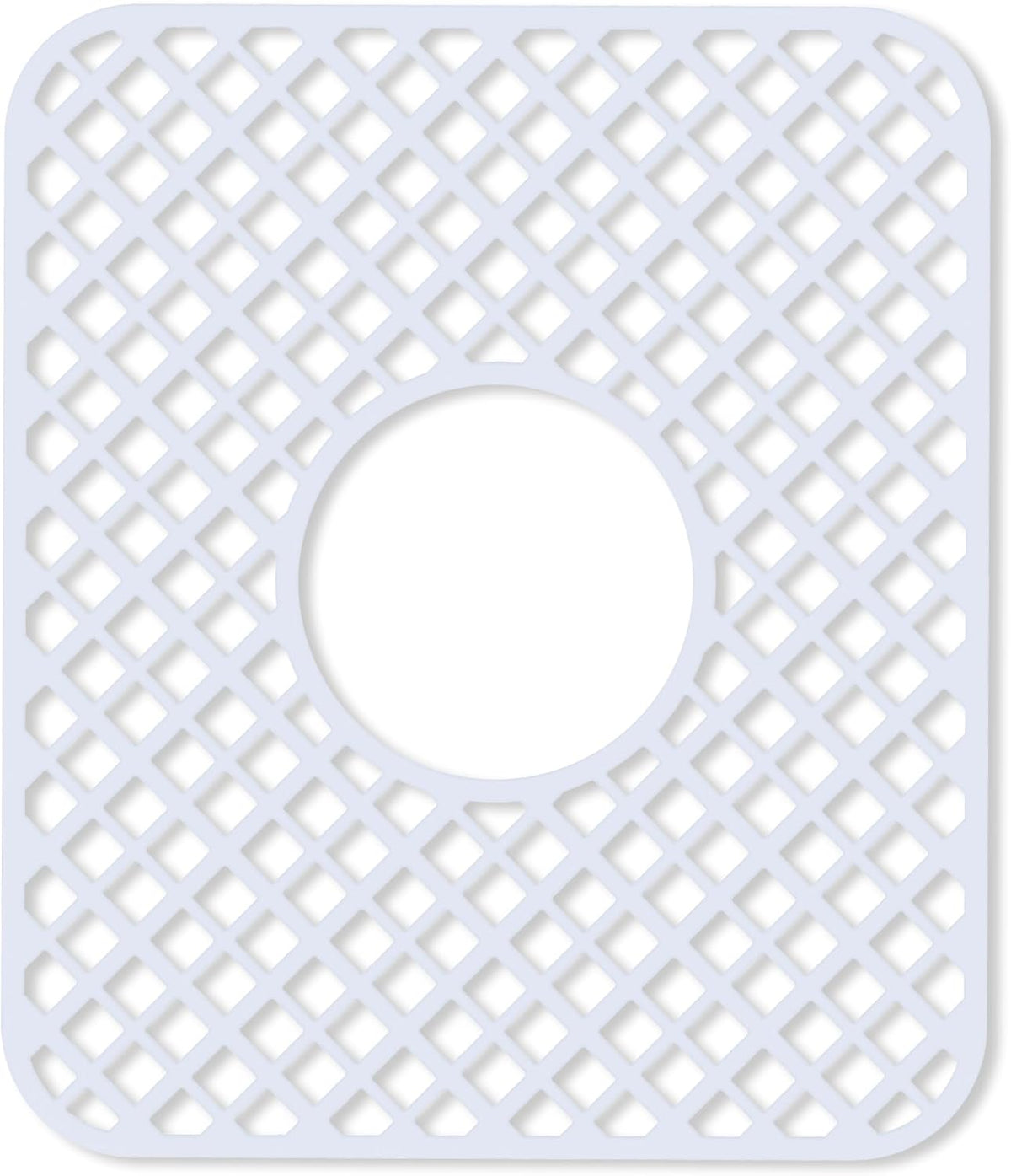 2 Pack Silicone Sink Protector for Kitchen Sink, Lozenge Pattern 13 x 11 inches Sink Grid Mat Silicone Protectors, Center Drain, White