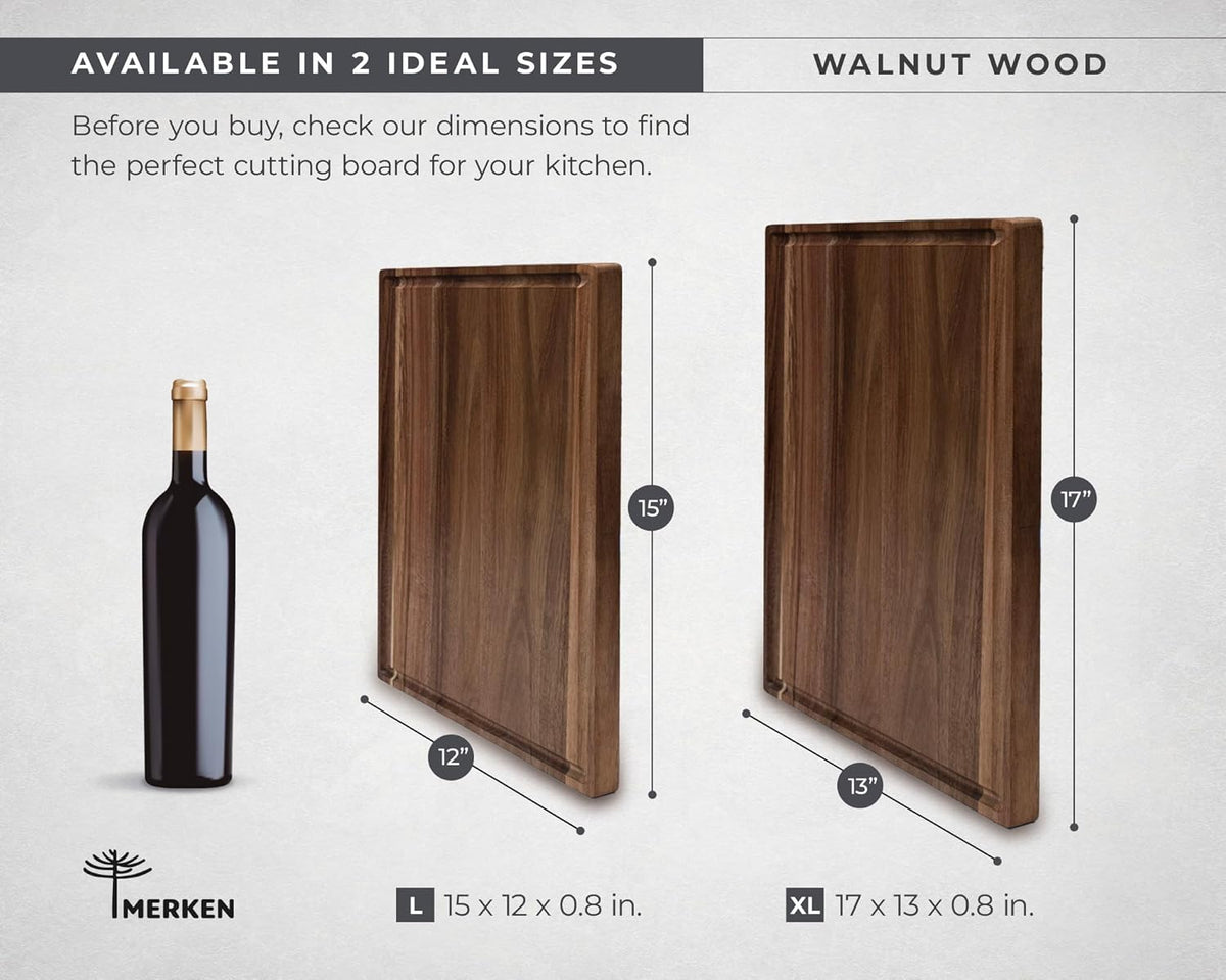 Premium Walnut Wood Cutting Board – XL End Grain Butcher Block – Extra Large Reversible Chopping Board with Juice Groove – For Meat, Cheese, Veggies, Charcuterie – Knife Friendly Kitchen Essential