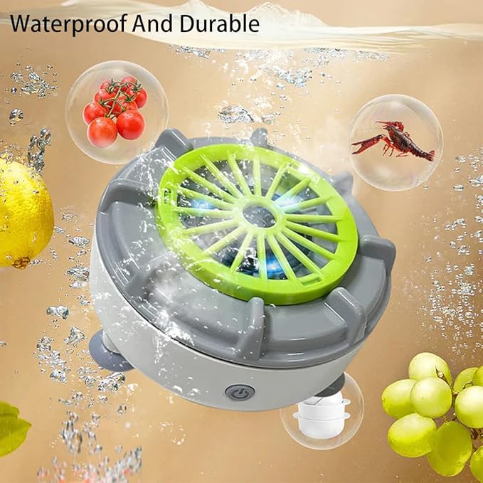 Efficient Portable Fruit and Vegetable Washers, Fruit and Vegetable Cleaning Machine, Electric Fruit Cleaner for Washing Fruits, Vegetables, Grain, Meat, Water-Proof & Wireless Charging (E)