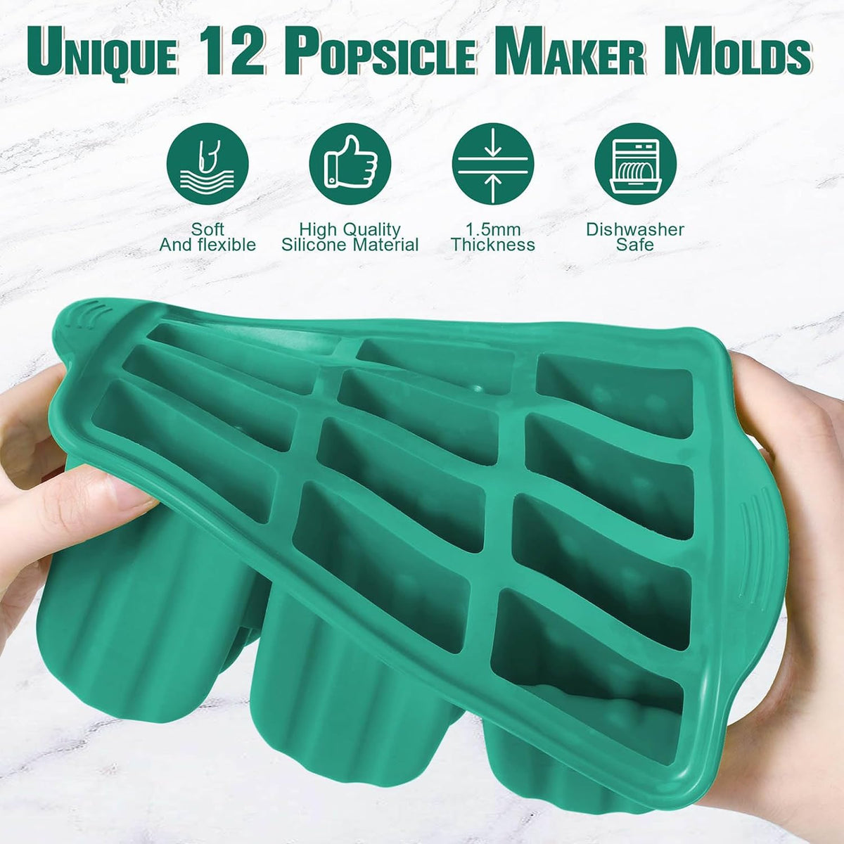 Silicone Popsicles Molds,Ice Pop Cream Mold Set Homemade Toddler Popsicle Maker For Kids Para Paletas De Helado Kulfi BPA Free, with 50 Sticks, 50 Bags,50 wire Ties (Navy blue)