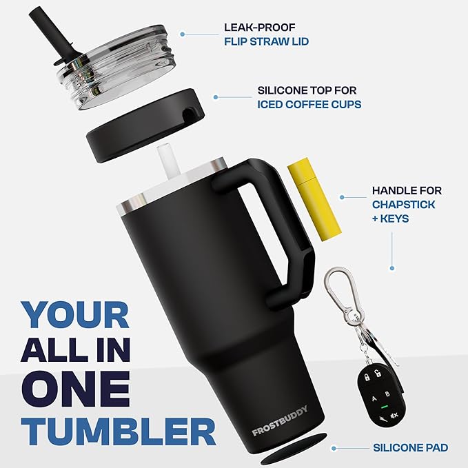 Frost Buddy Thicc Buddy - 40 oz Stainless Steel Vacuum Insulated Tumbler with Lid and Straw for Water - Travel Mug Cupholder Friendly - Gifts for Women Men Him Her (Royal Glitz)